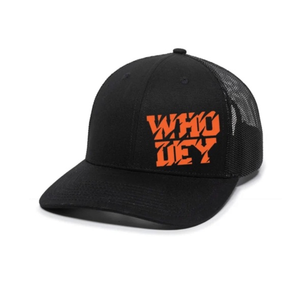 Who Dey Football (Cincinnati Colors) Bengal Claw Letters Premium Snapback Hat - Picture 2 of 5
